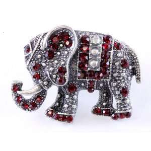  Elephant Bling Red Crystal Studded Cocktail Elephant Ring 