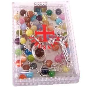  Cats Eye beads Rosary with Soil Center and a Rosary box 