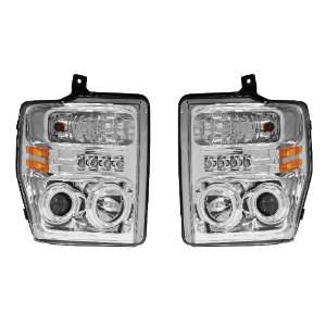 FORD F 250/SUPER DUTY 08 UP PROJECTOR HEADLIGHT HALO CHROME CLEAR 