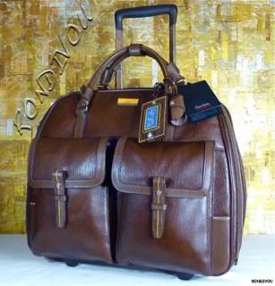   CARLOS FALCHI 73200 LEATHER WHEELED CARRY ON LUGGAGE BUSINESS CASE BAG