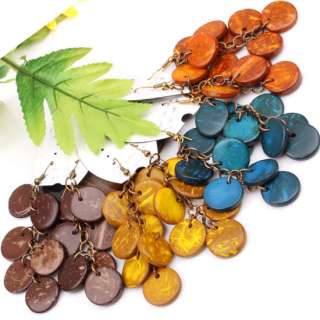 Crafted Orange Coconut Shell Necklace Bracelet Earrings  