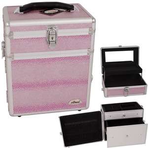 Jewelry Box Case Travel Aluminum Organizer PU6 Pink  