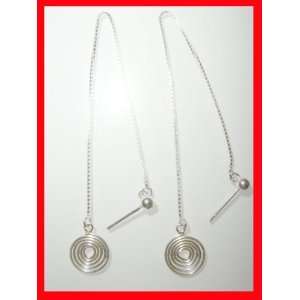  Designer Style Threader Swirl Earrings S/Silver #0694 