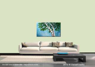 ORIGINAL Abstract LANDSCAPE Palette Knife Birch Tree Painting on 