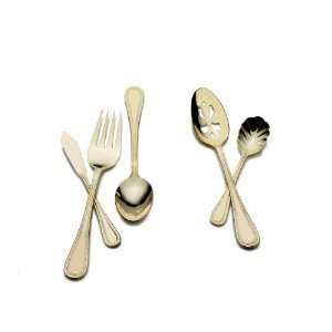 Wallace Continental Bead Gold Plated 65 Piece Flatware Set:  