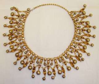 Early Miriam Haskell Topaz & Pearl Necklace Collar  