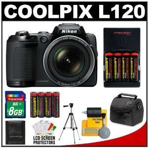 Nikon Coolpix L120 14.1 MP Digital Camera (Black) with 8GB Card 