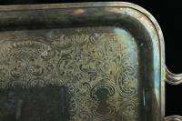 Vintage Silver Plate Serving Tray Platter w/ Handles Silverplate 