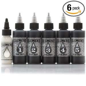Element Tattoo Gray Wash Set includes 6 Bottles of Professional Ink