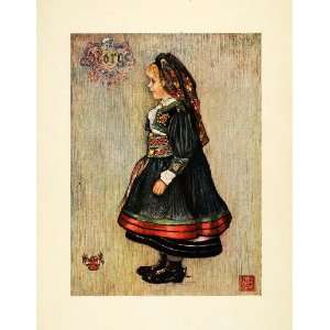   Norway Girl Cultural Costume Dress   Original Color Print: Home