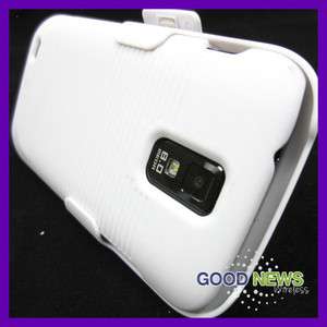 for T Mobile Samsung Galaxy S2 T989 White Hard Case+Belt Clip Stand 