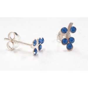  Blue Five Gems Stud Earrings 