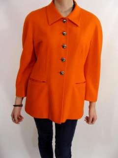 Escada Orange Wool Blazer Jacket Margaretha Ley 40 M L  