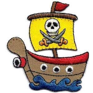  Pirate Ship w/Flag/Children Iron On Embroidery Applique 