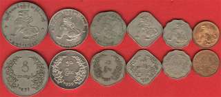 Burma Kyat 6 coin type set 1953 1966 Nickel EF AU Nice  