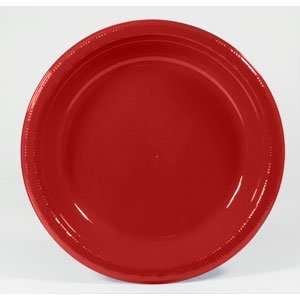  10 Red Plastic Plate 50 / Pack: Kitchen & Dining