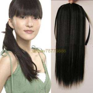 80g 16 ponytail HUMAN HAIR extensions natural black  