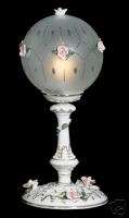 NEW CAPODIMONTE Porcelain Globe Table Lamp White/Gold  