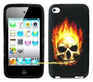 Brand New FIRE SKULL DESIGN TPU CASE COVER for iPOD TOUCH 4 4th 