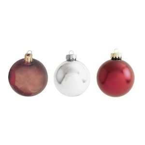  Pack Of 24 Bordeaux Red, Silver & Chocolate Glass Ball 