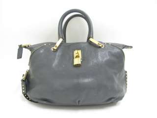 Marc Jacobs Gray Leather Gold Studded Large Tote Bag  