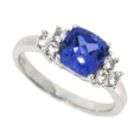 Ladies Sterling Silver and Lab Created Ceylon Blue and White Sapphire 