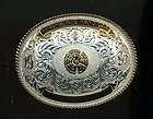 Rodeo Champion Team Roping Belt Buckle Sterling Silver Plate 4 Rubies 