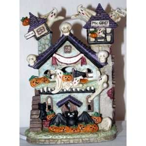   : Halloween Ceramic Light Up Mr. Ghost Haunted House: Everything Else