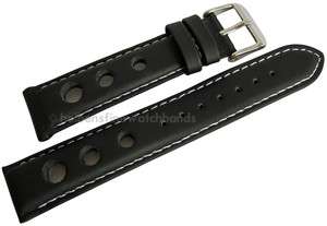   Tropic Black / White Silicone Rubber Mens Racing Watch Band Strap