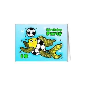   Invitation Soccer Football funny Fish cartoon ten Card: Toys & Games