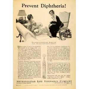   Life Insurance Diphtheria Vaccine   Original Print Ad