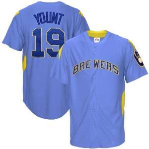 Majestic Milwaukee Brewers #19 Robin Yount Light Blue Cooperstown 