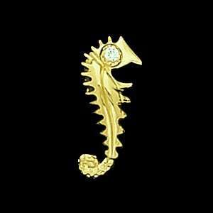  14K Yellow Gold .02 Ct Seahorse Pendant: Jewelry