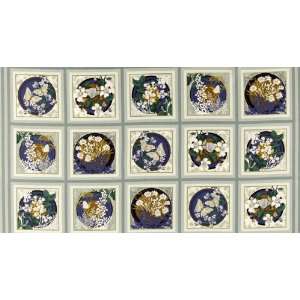  44 Wide Park Lane Floral Blocks Green Fabric By The 