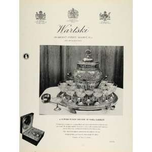  1962 Ad Wartski Cut Glass Punch Bowl Goblets Faberge 