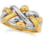 Jewelry Adviser rings 14K Yellow/White GENTS Two Tone Puzzle Ring