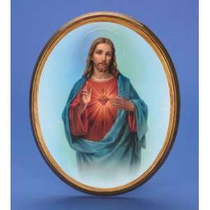 Sacred Heart 17 inch Oval Wooden Plaque (20 1530) 