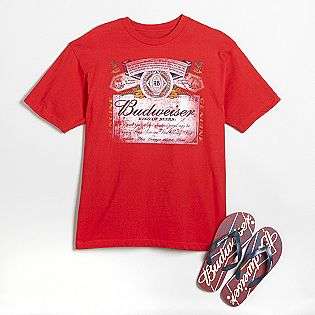Young Mens Budweiser Light Tee & Flip Flops  Clothing Young Mens 