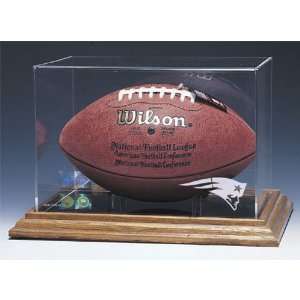  New England Patriots NFL Football Display Case (Wood Base 