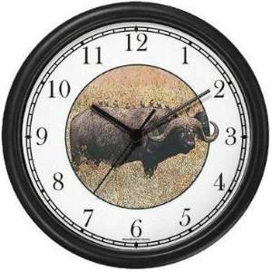 Cape Buffalo #2 (JP6) Wall Clock by WatchBuddy Timepieces (Black Frame 