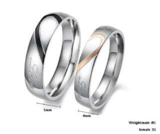 JR63 316L Stainless Steel Real Love Wedding Band Couple Rings Size 8 