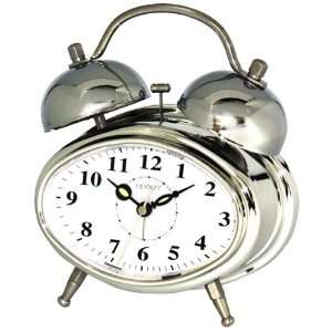 Oval Dual Double Bell/Electronic Alarm Clock   Chrome:  