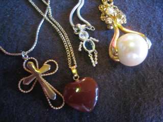 Faux Pearl, Amber Stone, Crucifix, Pendant Necklaces  