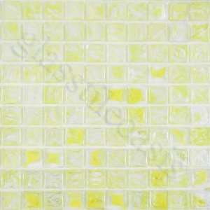 Yellow Swirl 3/4 x 3/4 Yellow 3/4 Squares Glossy & Iridescent Glass 