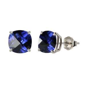   Created Blue Sapphire Gemstone Stud Earrings (8mm 4.80 cttw) Jewelry