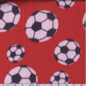   Nordic Fleece Fabric Soccer Red By The Yard: Arts, Crafts & Sewing
