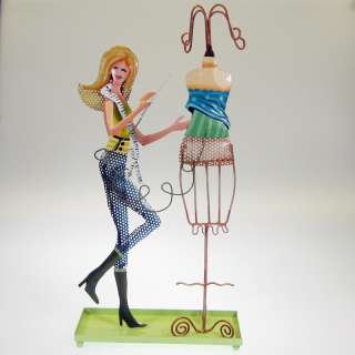 Fashion Designer Lady Metal Jewelry Earring Holder Stand Green Lid 