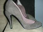 395 NWOB NICOLE BRUNDAGE suede brown round toe shoes funky heels 7.5 