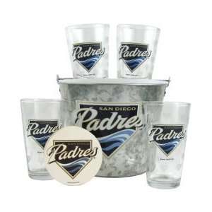   Pint Glasses and Beer Bucket Set  MLB San Diego Padres Gift Set