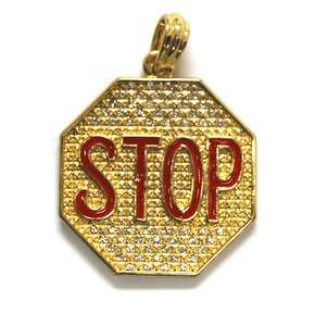 ICED OUT HIP Hop Pendant Charm Gold w/necklace chain(4011G)  